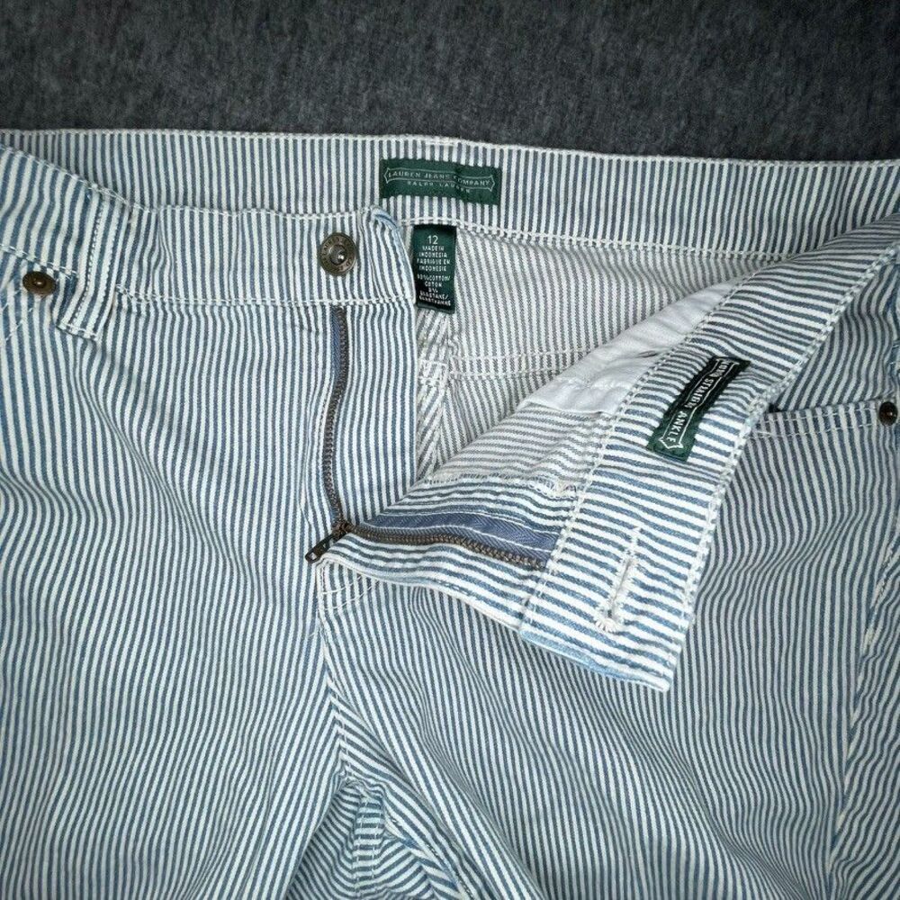 LRL Ralph Lauren Denim Pinstripes Jeans Women's 12 Blue Straight Ankle Pants‎ - Picture 6 of 12